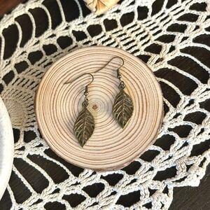 Antique Bronze Leaf‎ Cutout Dangle Earrings